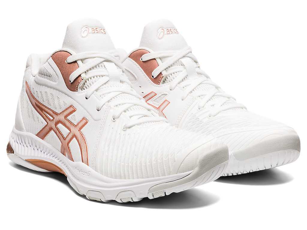 Buty do Siatkówki Damskie Asics Netburner Ballistic Ff Mt 2 Białe Różowe Złote | 20389-CNPX