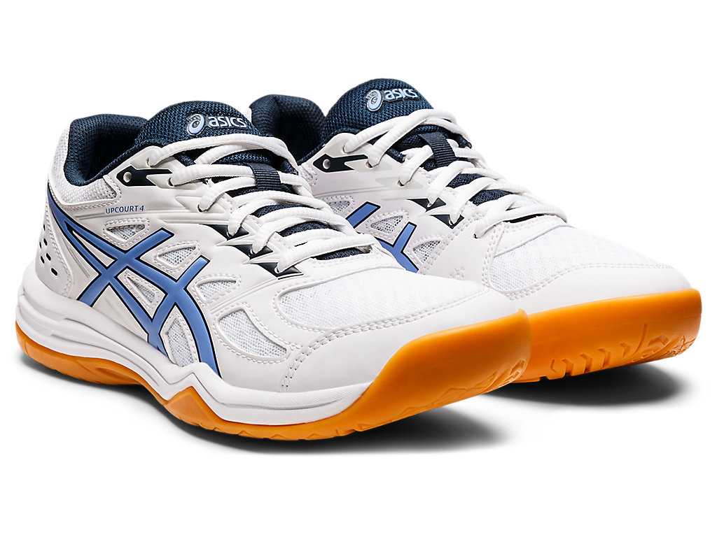 Buty do Siatkówki Damskie Asics Upcourt 4 Białe Niebieskie | 24897-EGCM