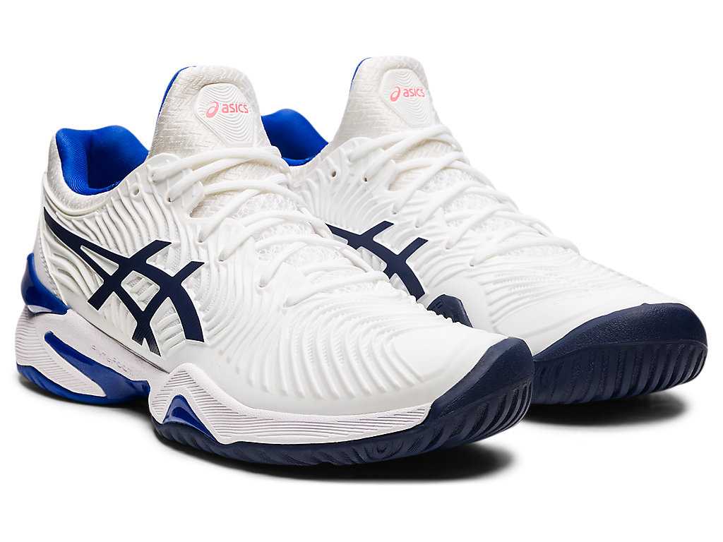 Buty do Tenisa Damskie Asics Court Ff 2 Białe Niebieskie | 93627-UEGT