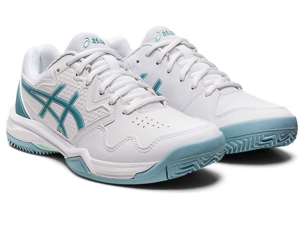 Buty do Tenisa Damskie Asics Gel-dedicate 7 Clay Białe Niebieskie | 04918-UBCH