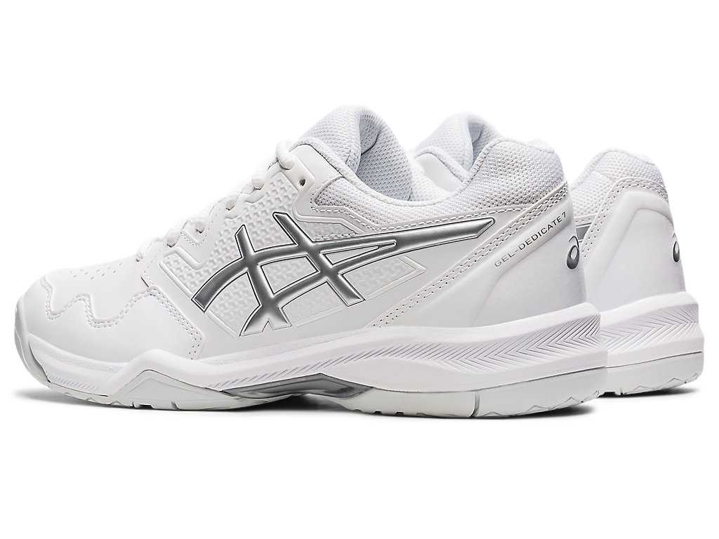 Buty do Tenisa Damskie Asics Gel-dedicate 7 Białe Srebrne | 16230-TWOD