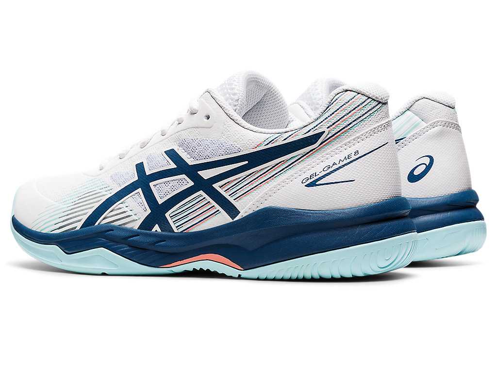 Buty do Tenisa Damskie Asics Gel-game 8 Białe Głęboka Indygo | 15438-PXEC