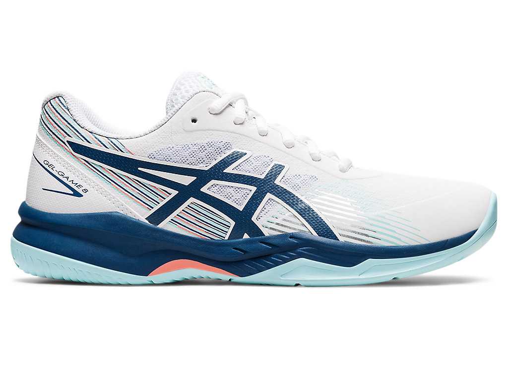 Buty do Tenisa Damskie Asics Gel-game 8 Białe Głęboka Indygo | 15438-PXEC