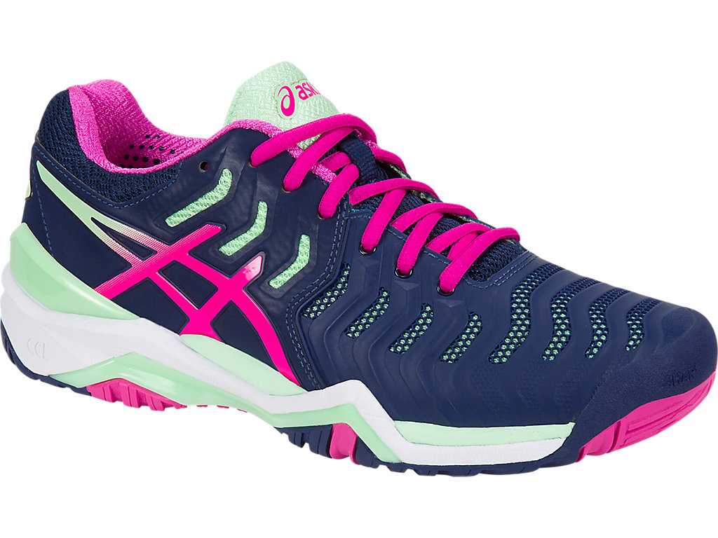 Buty do Tenisa Damskie Asics Gel-resolution 7 Indygo Niebieskie Różowe Zielone | 17032-QYIL