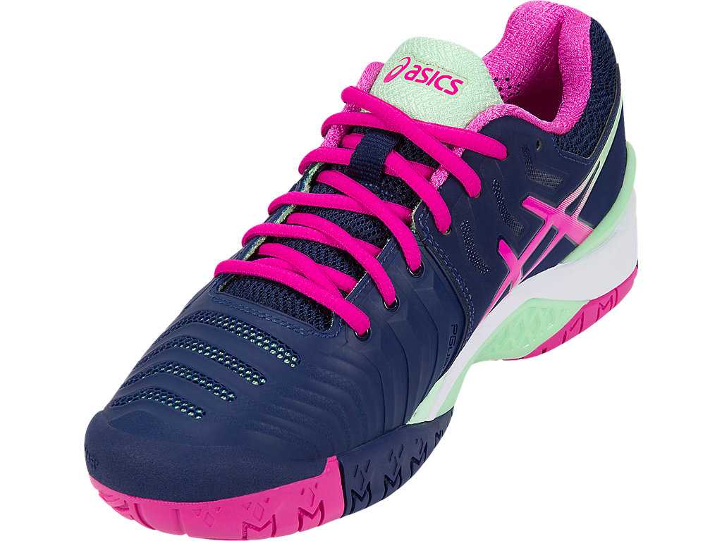 Buty do Tenisa Damskie Asics Gel-resolution 7 Indygo Niebieskie Różowe Zielone | 17032-QYIL