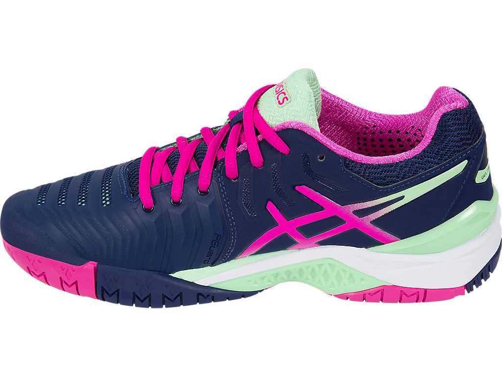 Buty do Tenisa Damskie Asics Gel-resolution 7 Indygo Niebieskie Różowe Zielone | 17032-QYIL