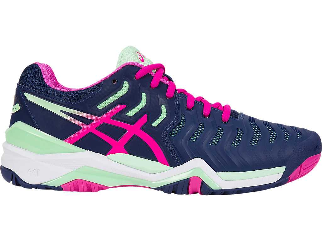 Buty do Tenisa Damskie Asics Gel-resolution 7 Indygo Niebieskie Różowe Zielone | 17032-QYIL