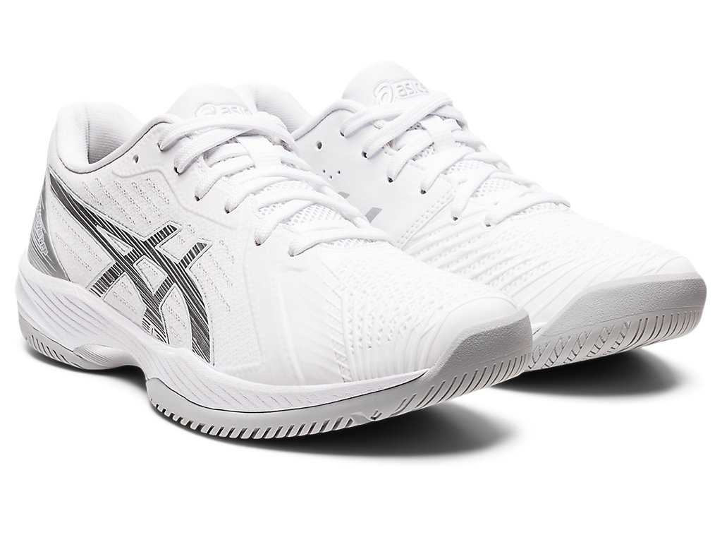 Buty do Tenisa Damskie Asics Solution Swift Ff Białe Srebrne | 42607-QBZG