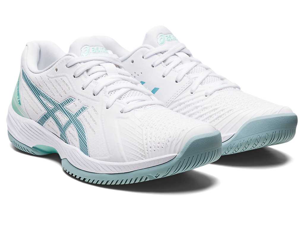 Buty do Tenisa Damskie Asics Solution Swift Ff Białe Niebieskie | 63927-ABWR