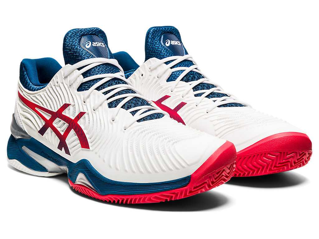 Buty do Tenisa Męskie Asics Court Ff 2 Clay Białe Niebieskie | 62047-PFAS