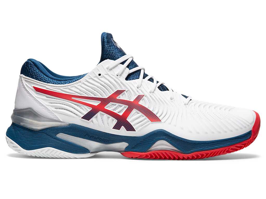 Buty do Tenisa Męskie Asics Court Ff 2 Clay Białe Niebieskie | 62047-PFAS