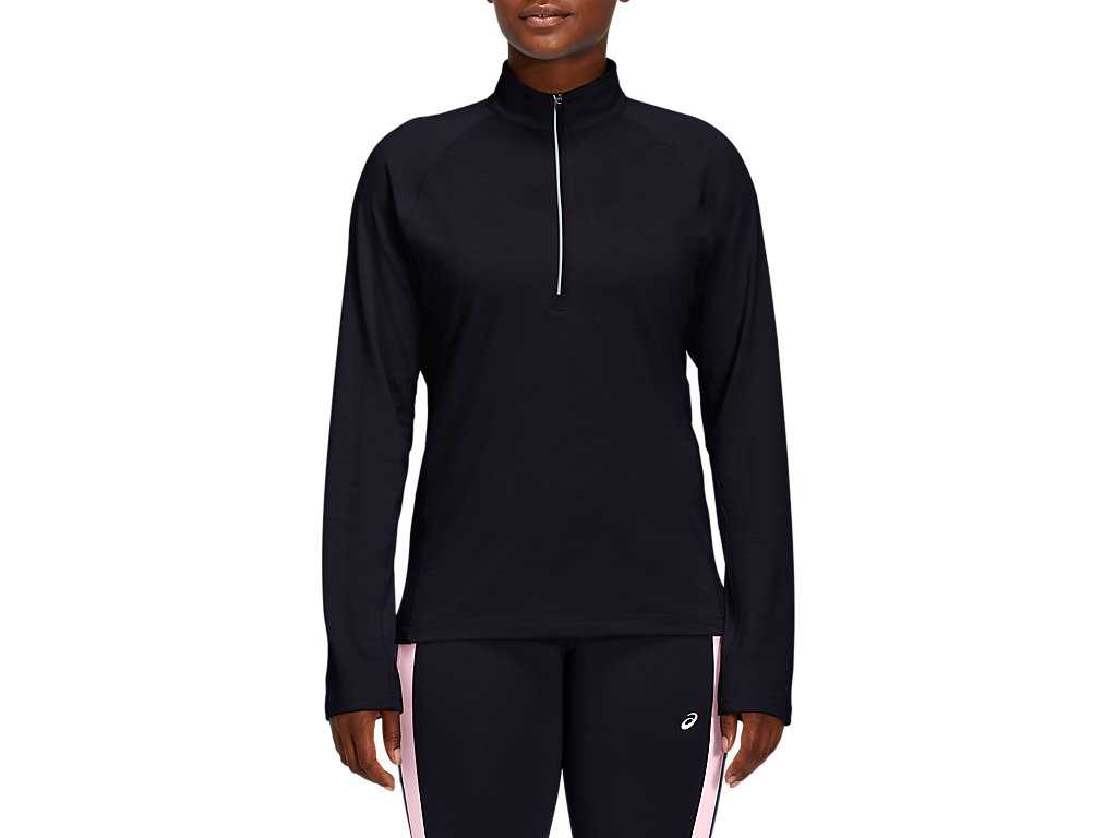 Koszulki Damskie Asics 1/4 Zip Czarne | 98507-PWHG