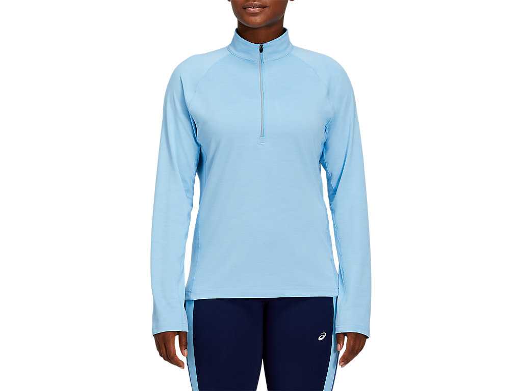 Koszulki Damskie Asics 1/4 Zip Niebieskie | 63492-ESUF