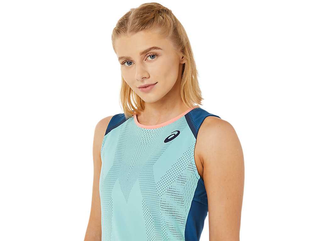 Koszulki Damskie Asics Match Zielone Głęboka Indygo | 64789-HORU