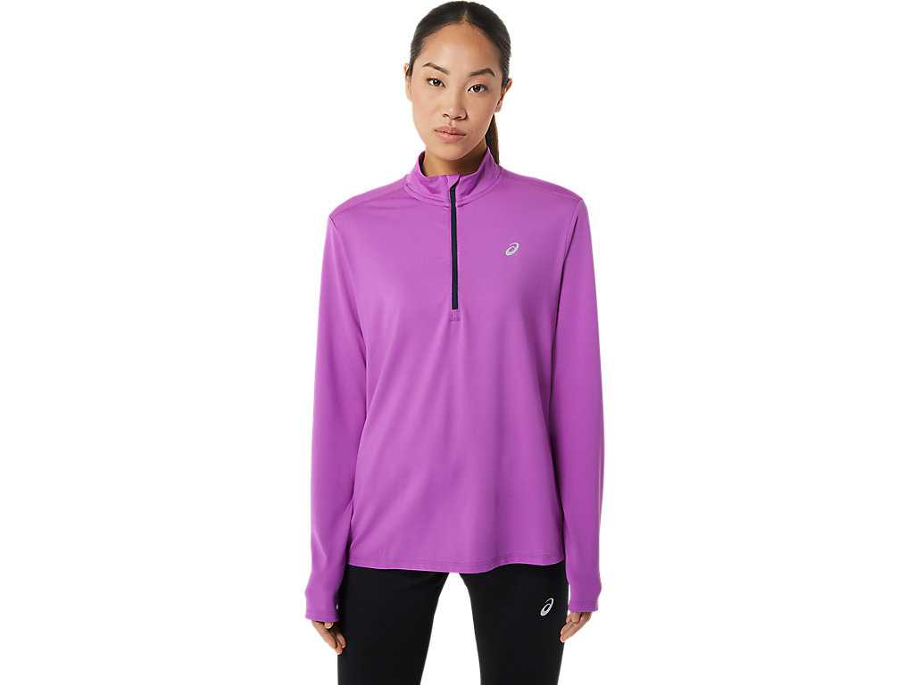 Koszulki Damskie Asics Ready-set Half Zip Fioletowe Niebieskie | 04697-AQHT