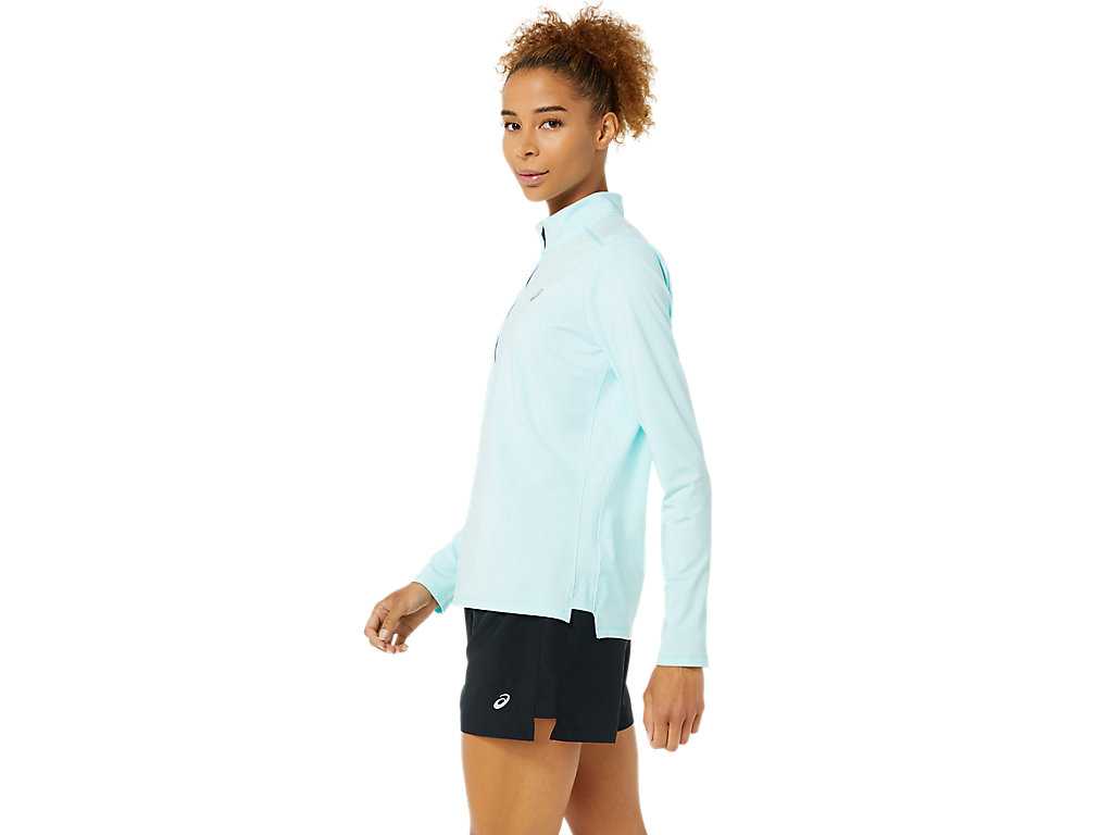 Koszulki Damskie Asics Ready-set Half Zip Niebieskie Niebieskie | 84037-YWKF