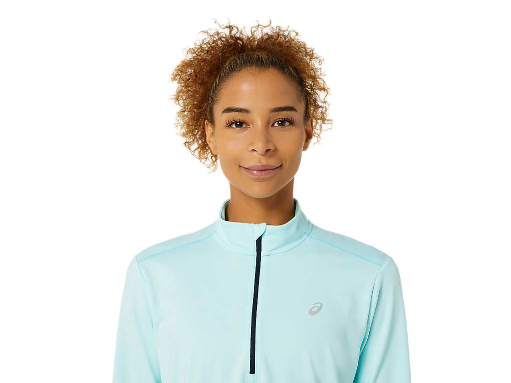 Koszulki Damskie Asics Ready-set Half Zip Niebieskie Niebieskie | 84037-YWKF