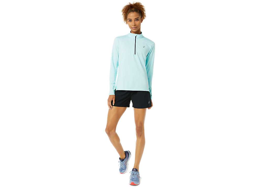 Koszulki Damskie Asics Ready-set Half Zip Niebieskie Niebieskie | 84037-YWKF