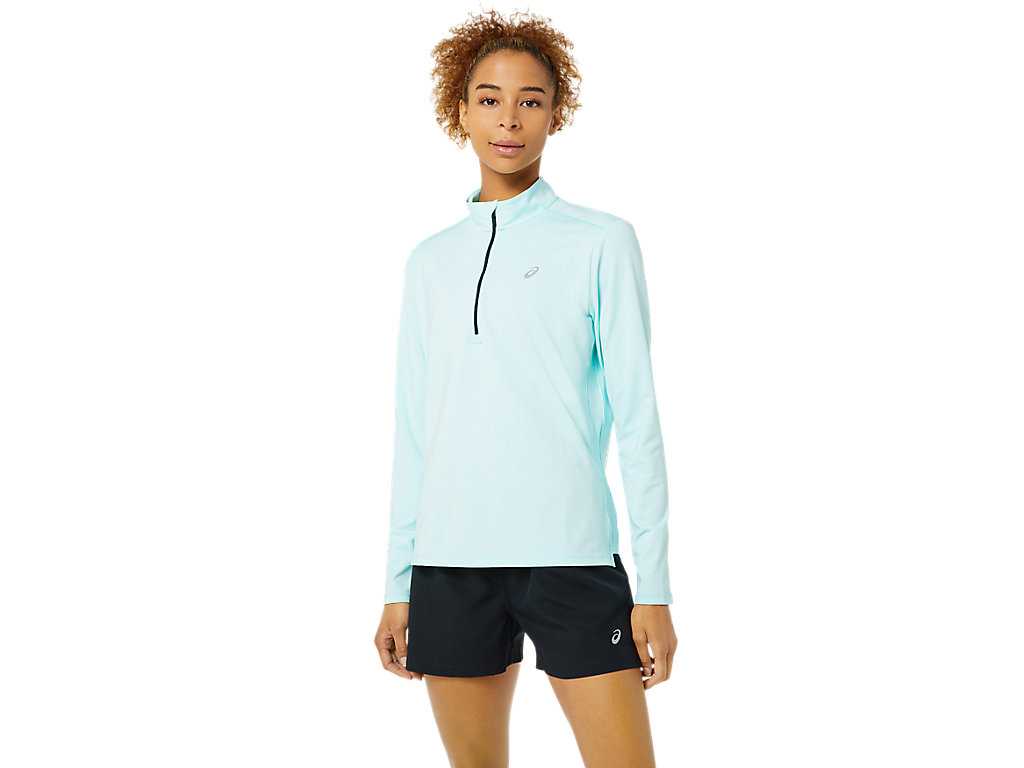 Koszulki Damskie Asics Ready-set Half Zip Niebieskie Niebieskie | 84037-YWKF