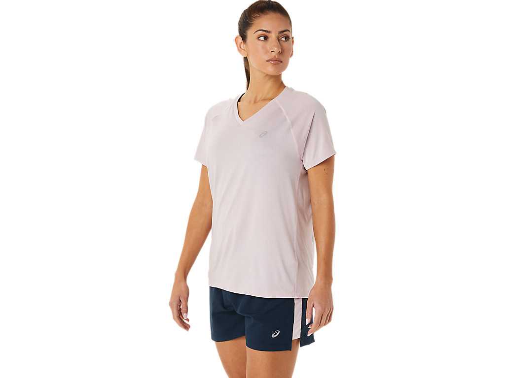 Koszulki Damskie Asics Ready-set Lyte V-neck Różowe | 54391-JWLB