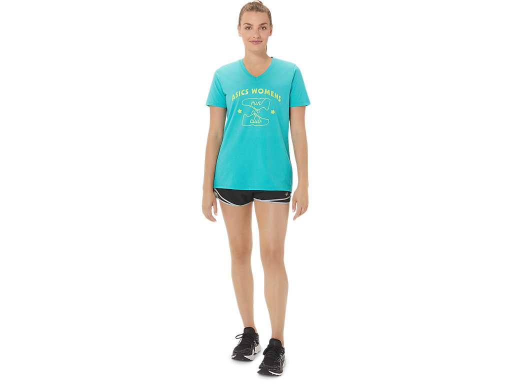 Koszulki Damskie Asics Run Club V-neck Niebieskie | 68042-QSOE