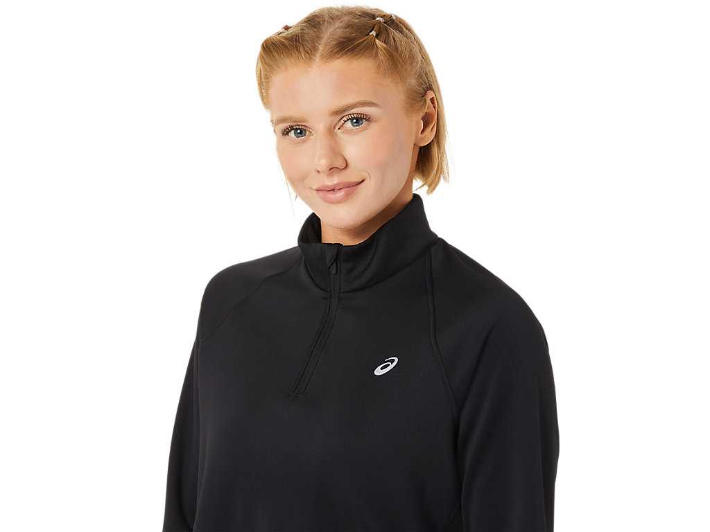 Koszulki Damskie Asics Thermopolis 1/4 Zip Czarne | 07834-MWNF