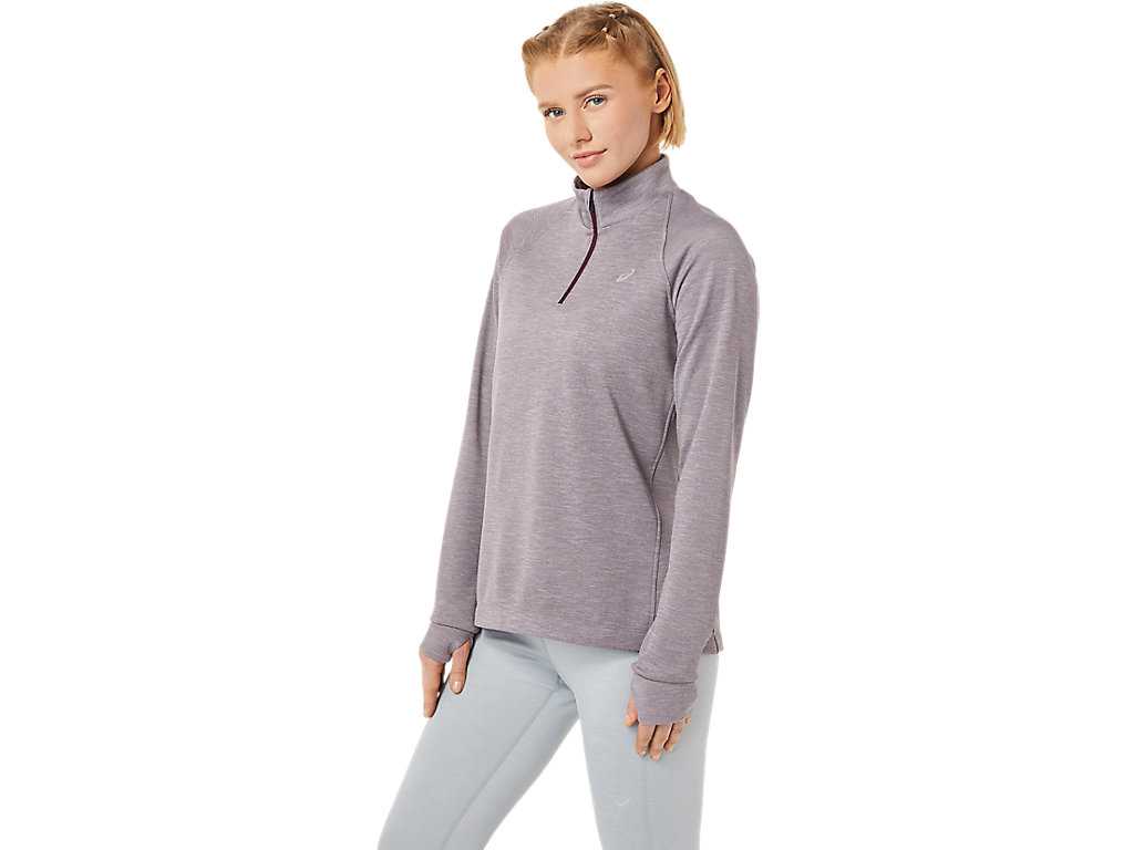 Koszulki Damskie Asics Thermopolis 1/4 Zip Ciemny Czerwone | 50649-PCOK