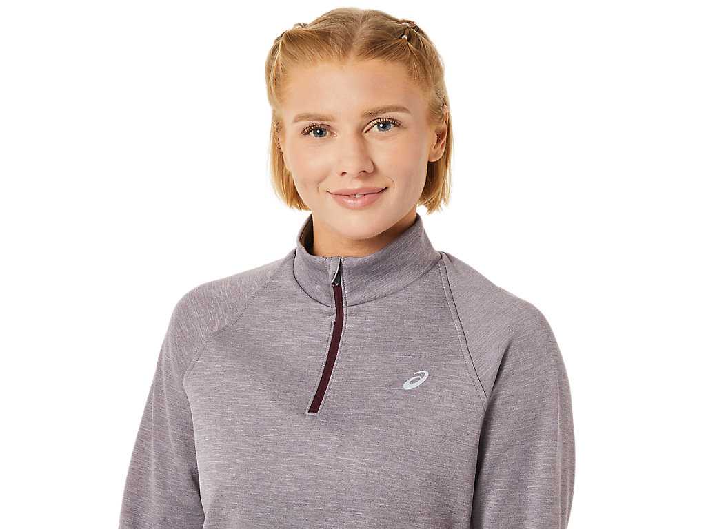 Koszulki Damskie Asics Thermopolis 1/4 Zip Ciemny Czerwone | 50649-PCOK