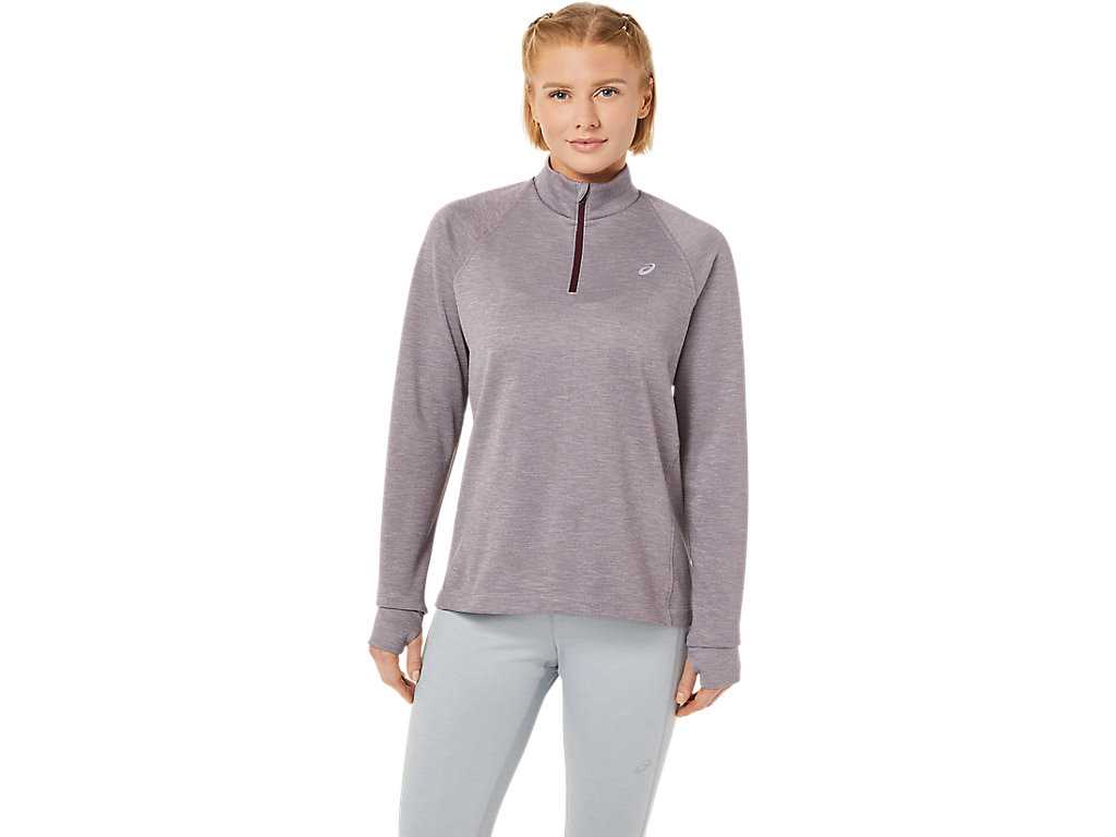 Koszulki Damskie Asics Thermopolis 1/4 Zip Ciemny Czerwone | 50649-PCOK