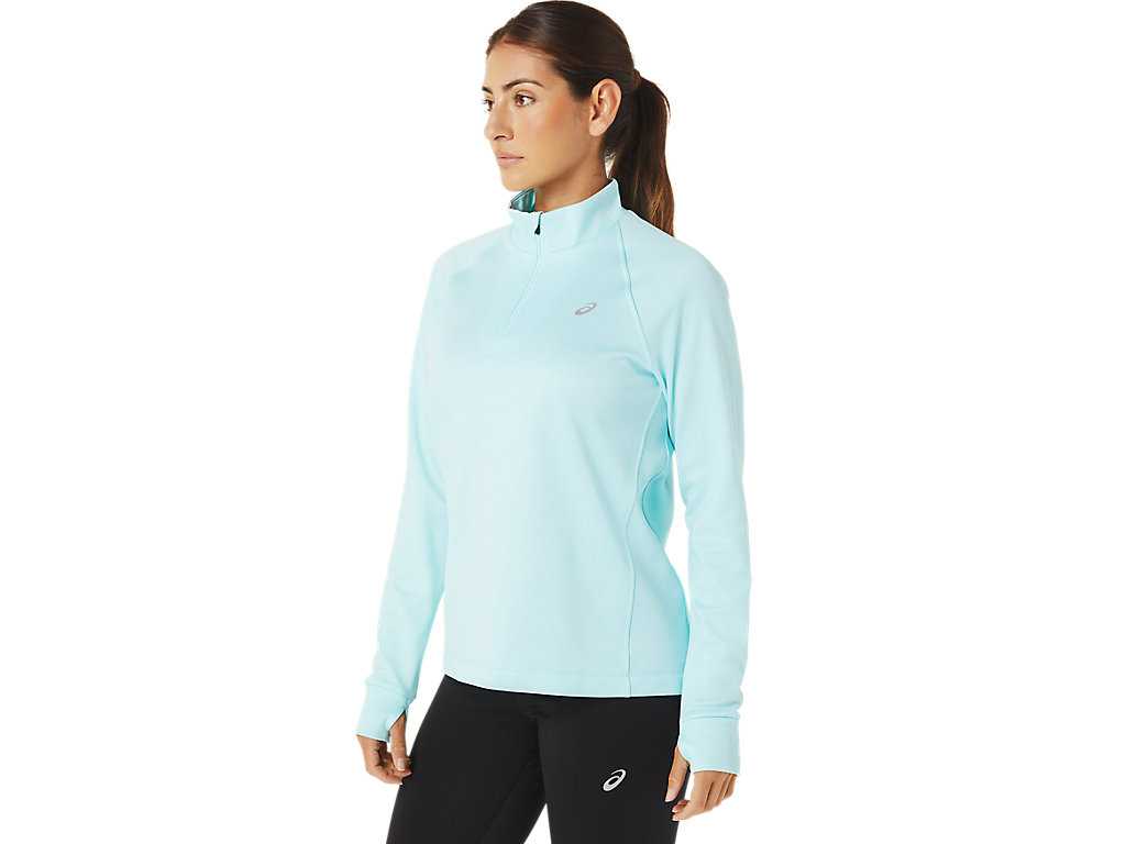 Koszulki Damskie Asics Thermopolis 1/4 Zip Niebieskie | 64283-DMGJ