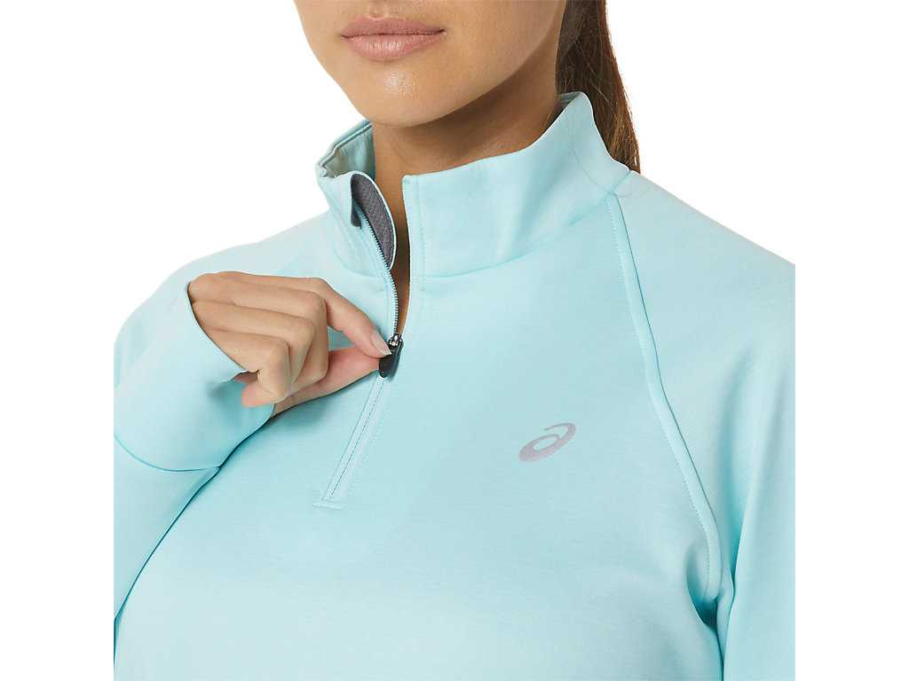 Koszulki Damskie Asics Thermopolis 1/4 Zip Niebieskie | 64283-DMGJ