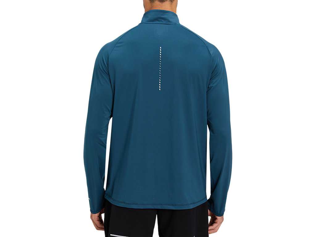 Koszulki Męskie Asics Lite-show 1/2 Zip Niebieskie | 54861-NHZT