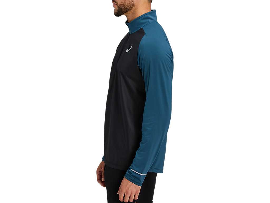 Koszulki Męskie Asics Lite-show 1/2 Zip Niebieskie | 54861-NHZT