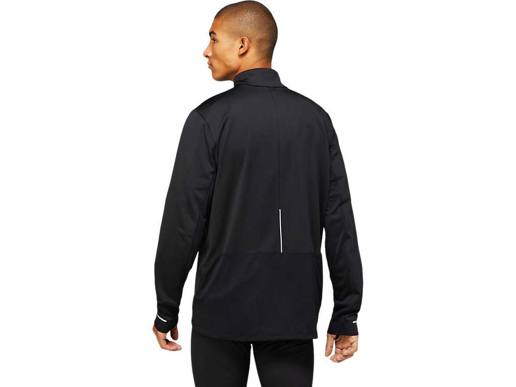 Koszulki Męskie Asics Lite-show Zimowe 1/2 Zip Czarne | 27804-JXPH