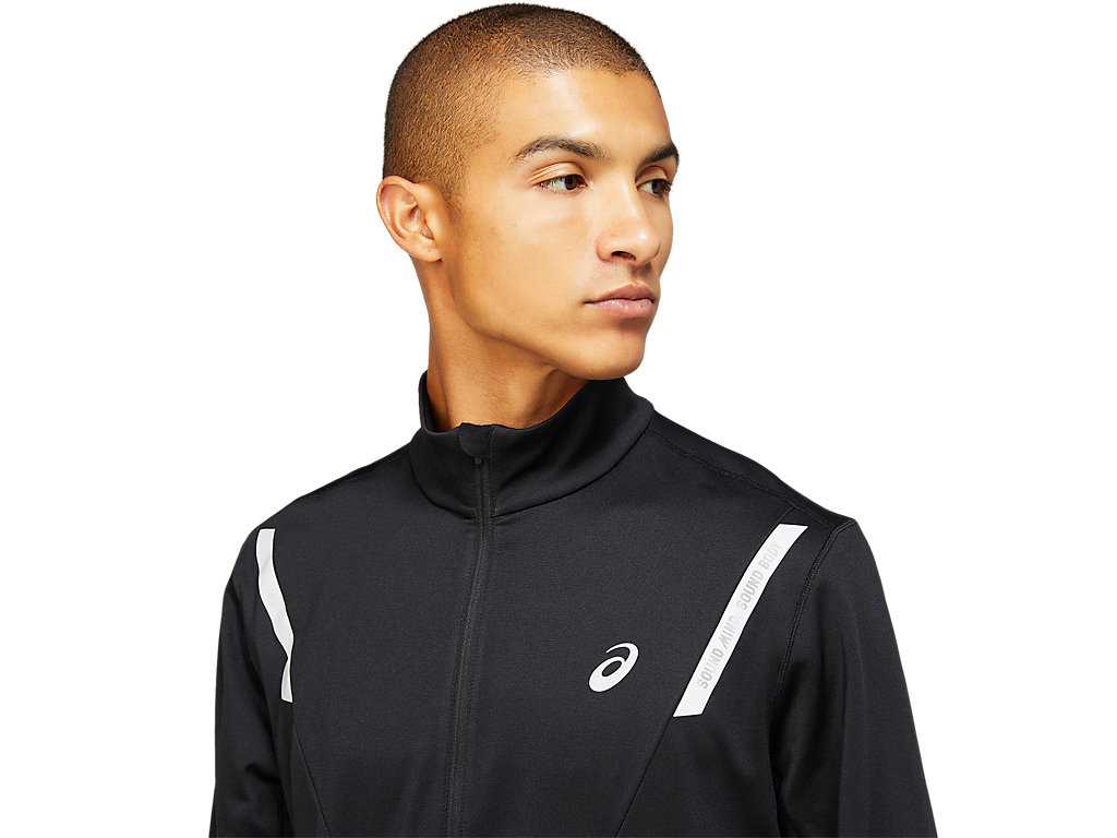 Koszulki Męskie Asics Lite-show Zimowe 1/2 Zip Czarne | 27804-JXPH