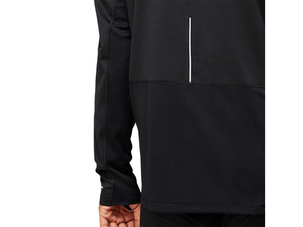 Koszulki Męskie Asics Lite-show Zimowe 1/2 Zip Czarne | 27804-JXPH