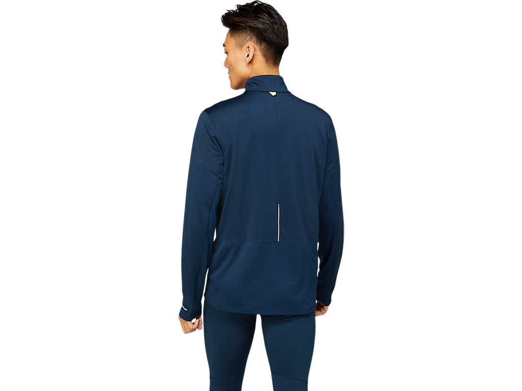 Koszulki Męskie Asics Lite-show Zimowe 1/2 Zip Niebieskie | 35967-XLZP