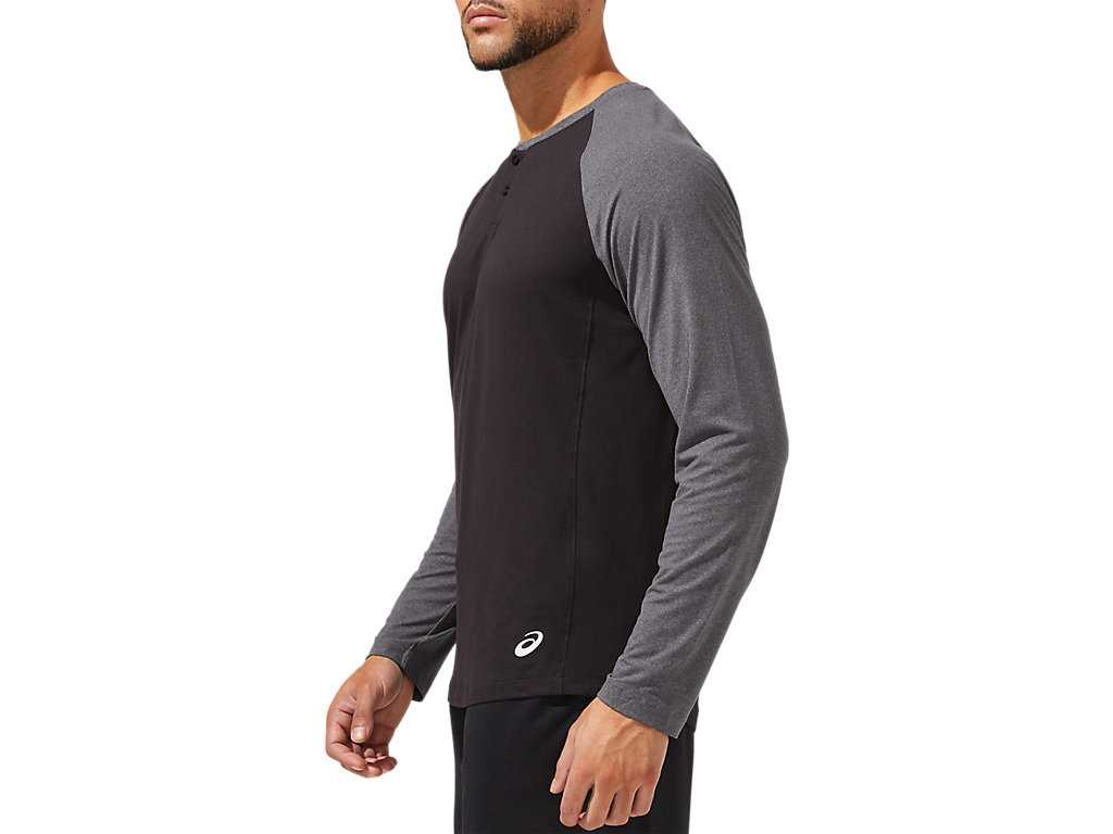 Koszulki Męskie Asics Performance Henley Szare | 35269-YJMS