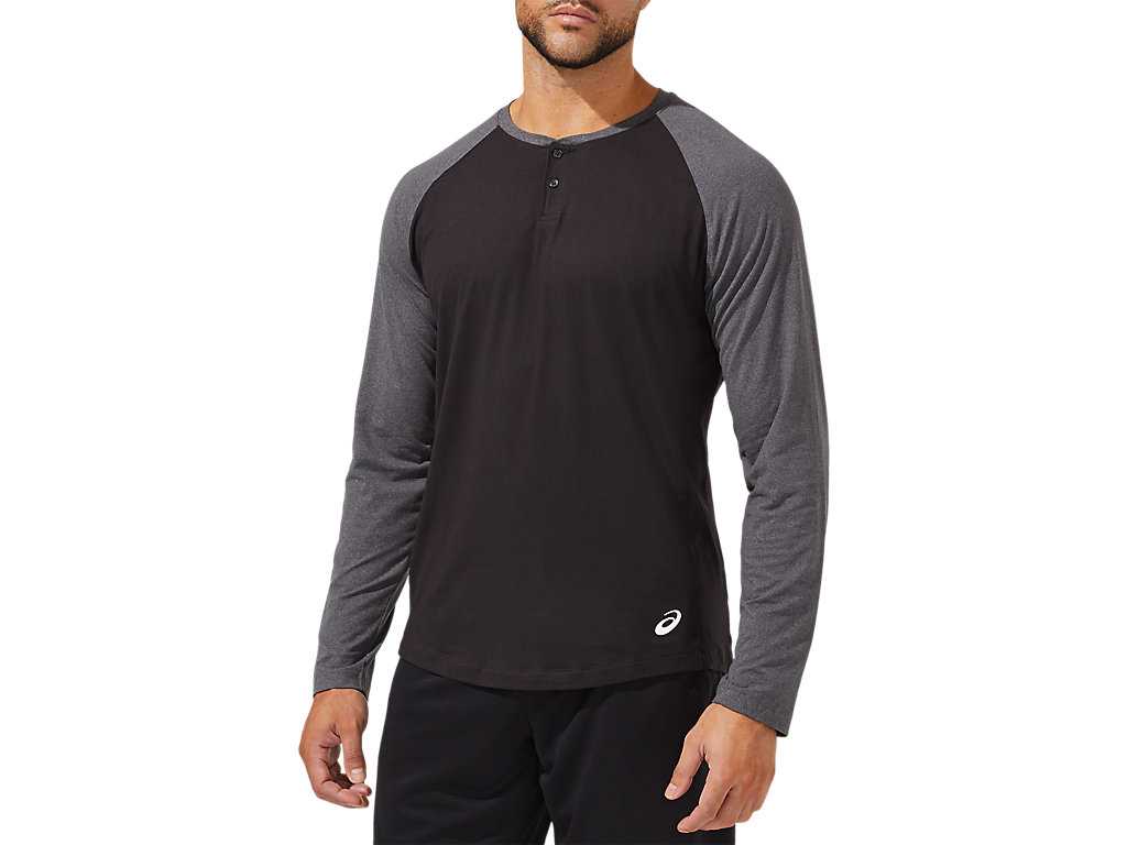 Koszulki Męskie Asics Performance Henley Szare | 35269-YJMS