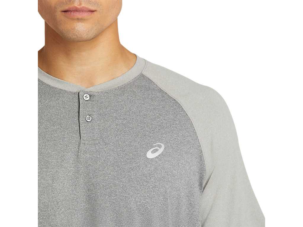 Koszulki Męskie Asics Performance Henley Szare | 62418-GBYI