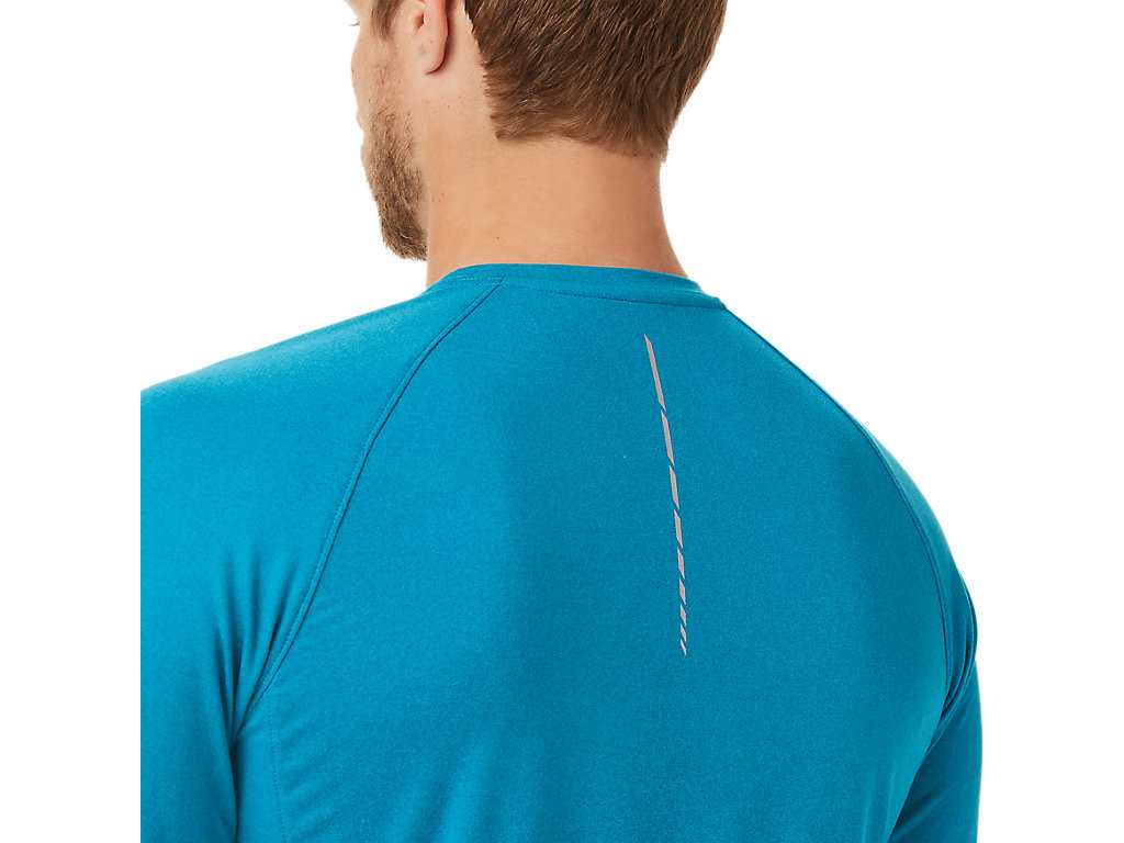 Koszulki Męskie Asics Performance Henley Turkusowe Niebieskie | 72830-YMBL