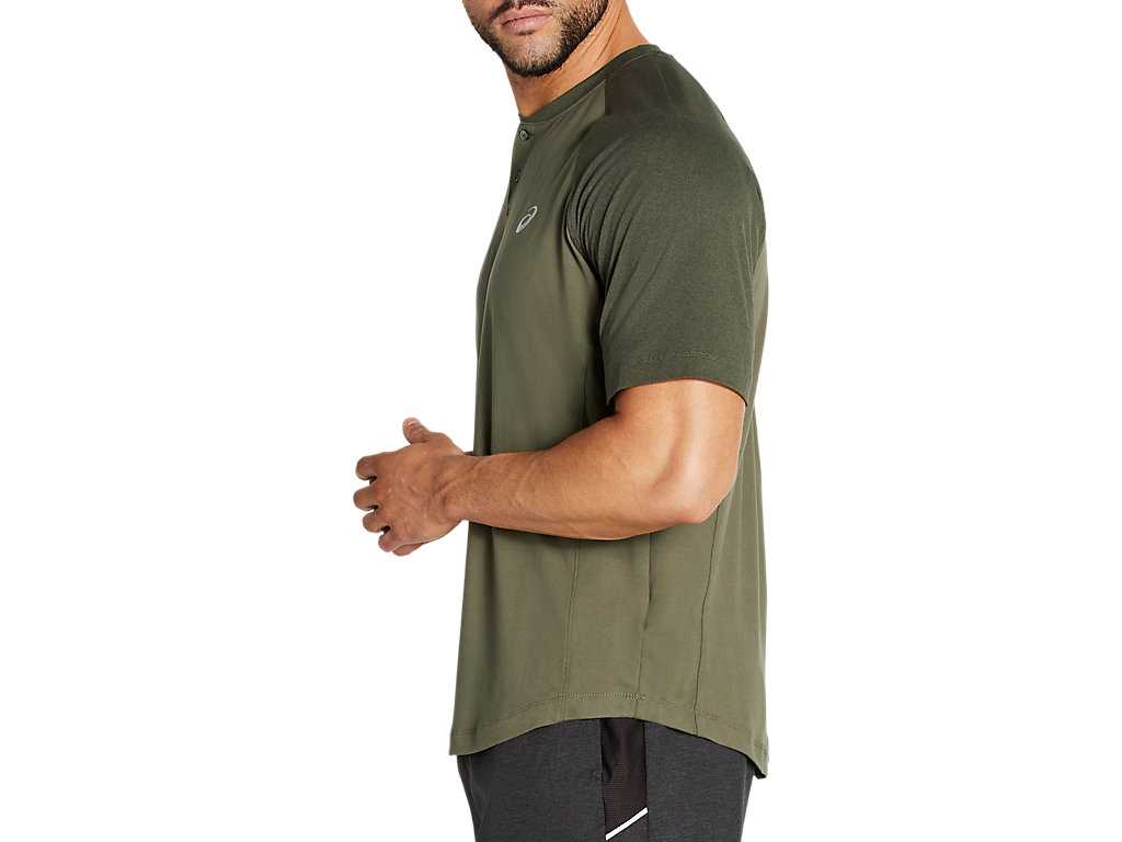 Koszulki Męskie Asics Performance Henley Zielone Zielone | 83271-QSZV