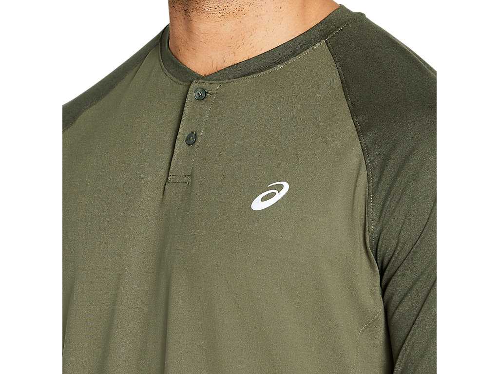 Koszulki Męskie Asics Performance Henley Zielone Zielone | 83271-QSZV