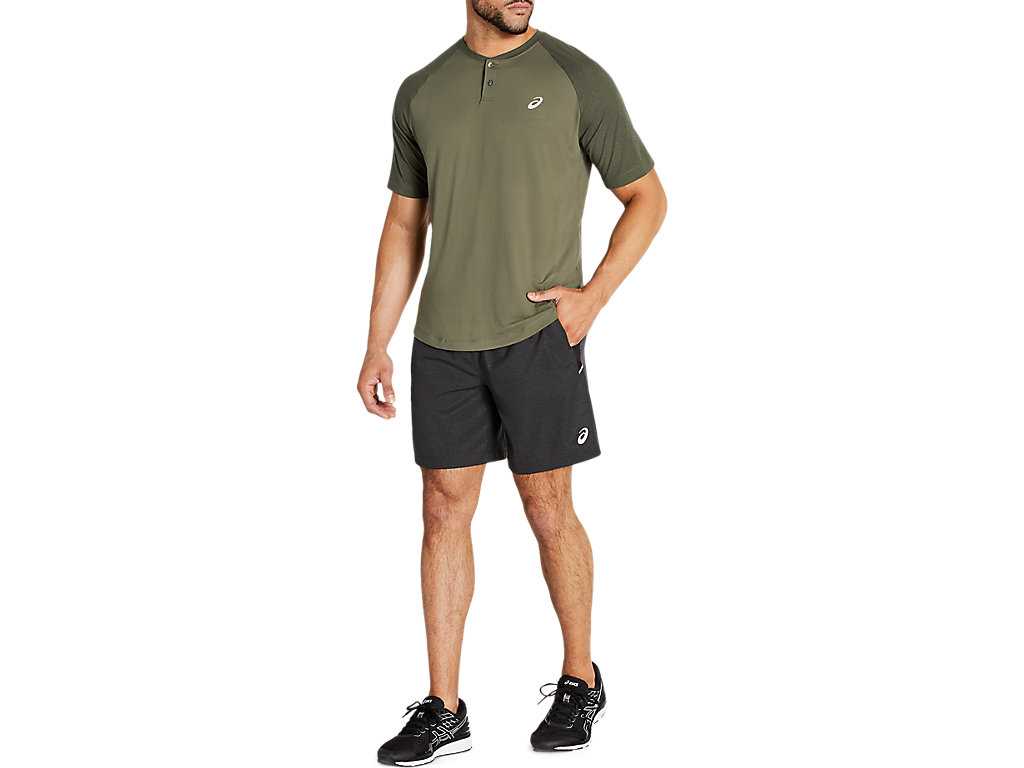 Koszulki Męskie Asics Performance Henley Zielone Zielone | 83271-QSZV