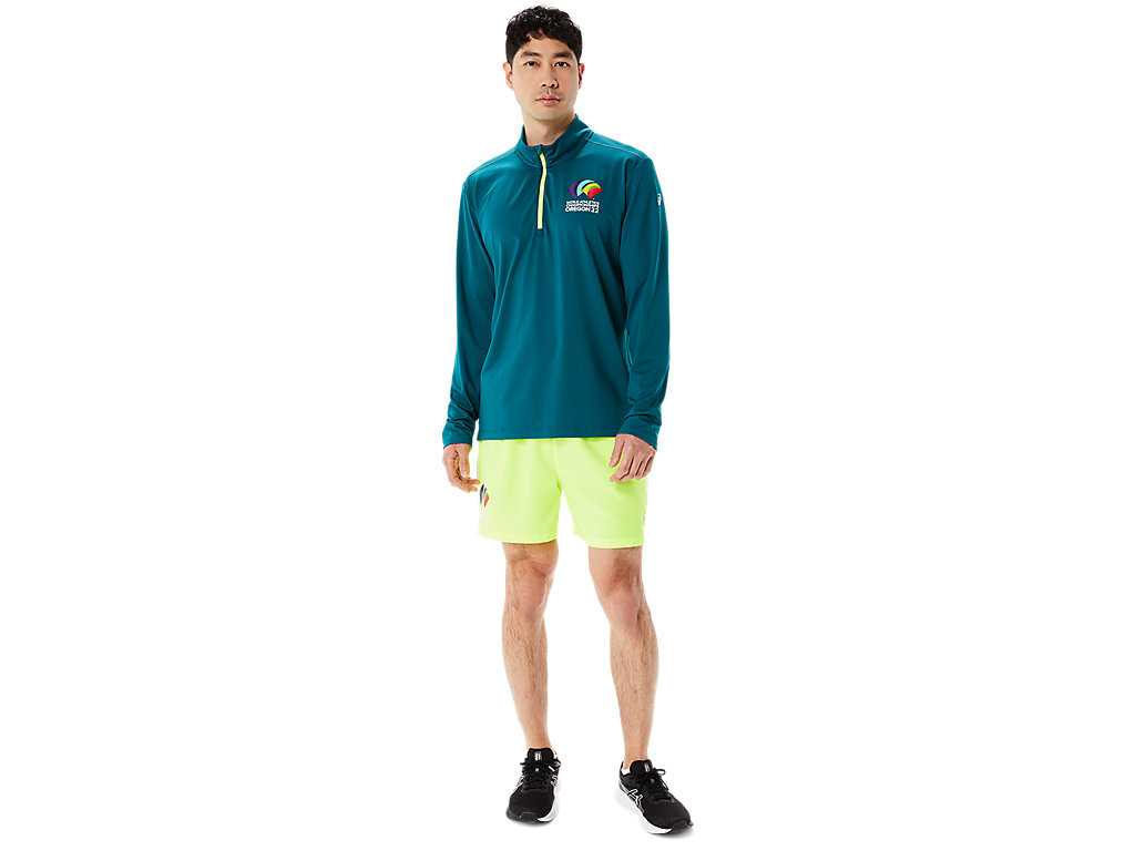 Koszulki Męskie Asics Ready Set Half Zip Wch Jasny Zielone Żółte | 68093-DTCN