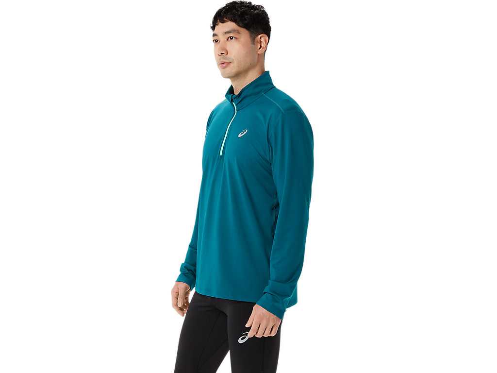 Koszulki Męskie Asics Ready-set Half Zip Jasny Zielone | 45217-QJAB