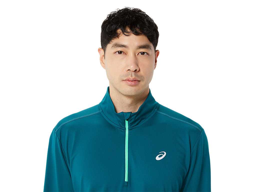 Koszulki Męskie Asics Ready-set Half Zip Jasny Zielone | 45217-QJAB