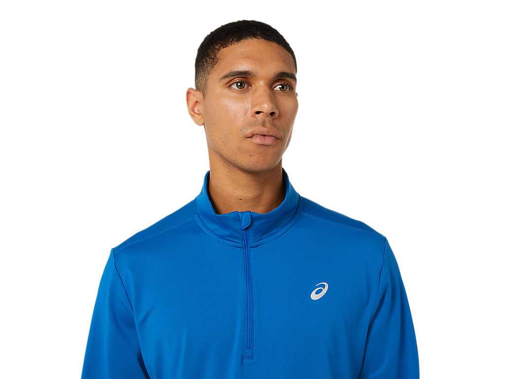 Koszulki Męskie Asics Ready-set Half Zip Zielone | 63250-SNWY