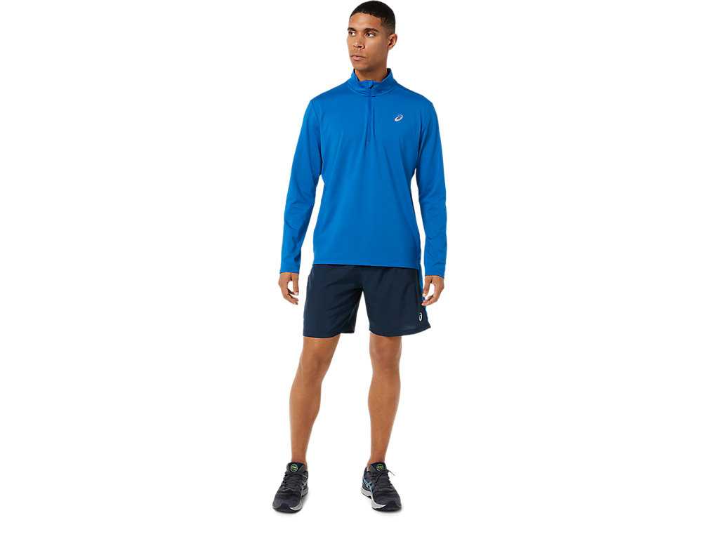 Koszulki Męskie Asics Ready-set Half Zip Zielone | 63250-SNWY