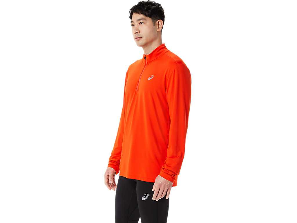 Koszulki Męskie Asics Ready-set Half Zip Różowe | 65731-DLPK